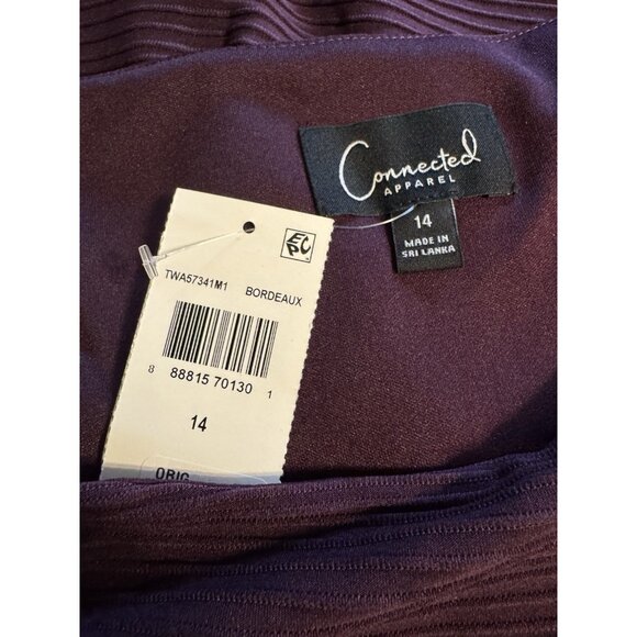 Connected Dress 14 Burgundy Wine Sheath Wedding Party Cruise Event Washable New - Picture 11 of 14